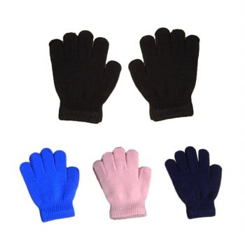 Acrylic Knitted Solid Color Gloves For Kid's /Children