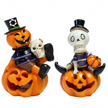 LED Skull and Pumpkin Halloween Decorations