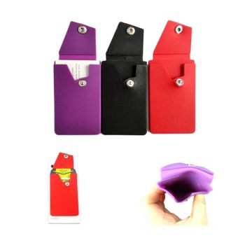 Adhesive Silicone Card Case With Button Closure For Phones