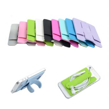 Adhesive Fabric Card Case For PhonesAdhesive Silicone Card Case With Stand For Phones