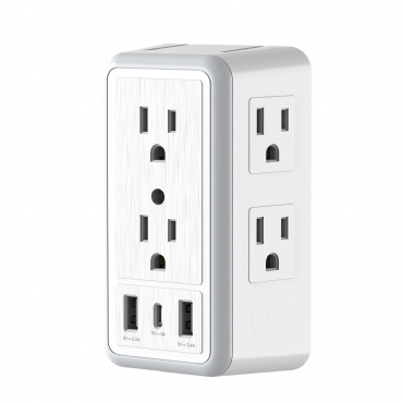 Sided Power Strip with Adapter Spaced Outlets