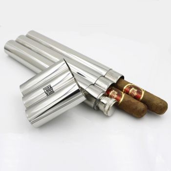 Hip Flask Case Holder with Two Cigar Tubes