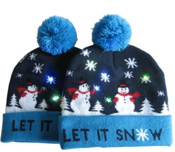 Xmas Knitted Beanie LED Christmas Hat Cap with Led Flash Light