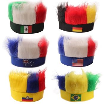 Football National Fans Soccer Head Wig Hat