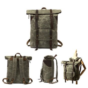Waxed Canvas Shoulder Rucksack for Travel