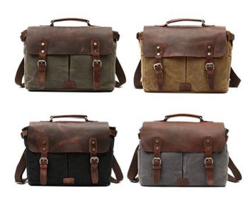 Canvas Messenger Bag School Shoulder Bag Laptop Briefcase
