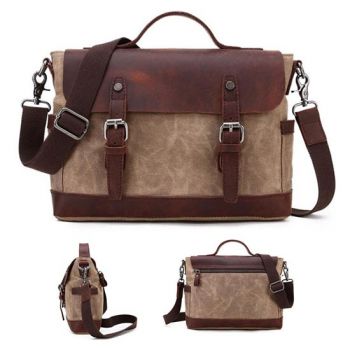 Canvas Messenger Bag School Shoulder Bag Laptop Briefcase