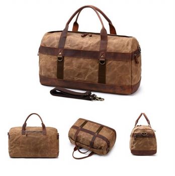 Duffel Bag Waterproof Canvas Genuine Leather Travel bag