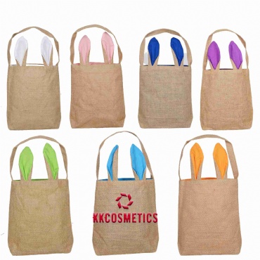 Customizable - Jute Easter Bunny Rabbit Ear Design Bag Basket