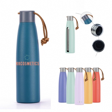 17Oz Double Stainless Steel Water Bottle With Leather Rope