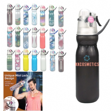 20 Oz  Triple Vacuum Mist & Sip Water Bottle Spray Bottle W/Lid