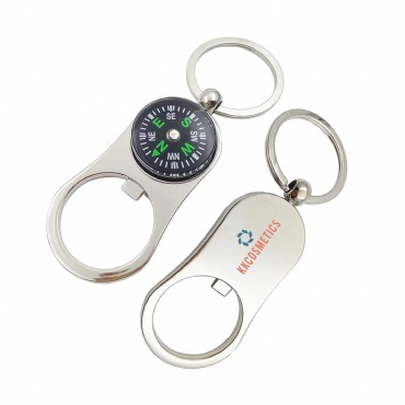 Metal Silver Compass Keyring Bottle Opener