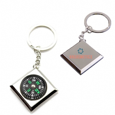 Metal Silver Compass Keyring