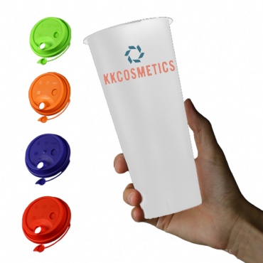 24Oz Customizable Transparent Frosted Plastic Cups W/Lid