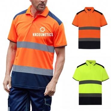 Class 3 Breathable Hi Viz Reflective Safety Short Sleeve Polo Shirt