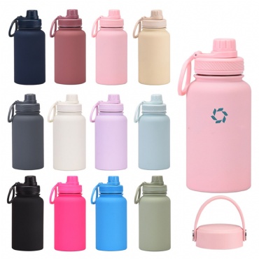 22Oz Portable 304 Vacuum Insulated Bottle W/Double Lid