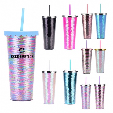 24Oz Customizable Double Walled Acrylic Tumbler W/Straw