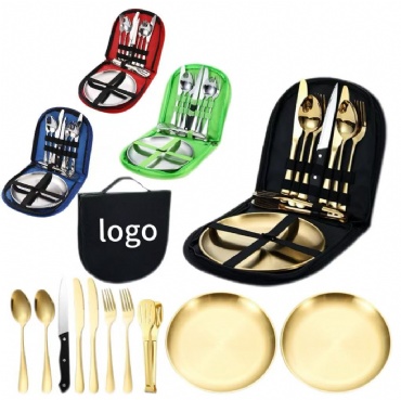 Portable Stainless Steel Tableware Set For Outdoor Travel