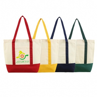 Canvas Tote Bag W/ Side Pocket