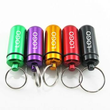 Mini Aluminum Pill Container Bottle Keychain