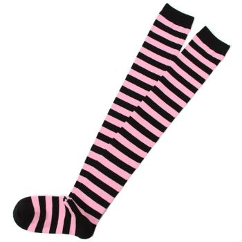 Knit Crochet Color Stripe Over Knee Warmer Tube Socks