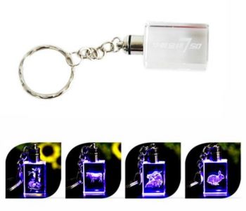 3D Engraved LED Crystal KeyChain