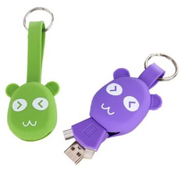 Panda Shape 2 in 1 Charge Data Sync Cable Mini Key Chain